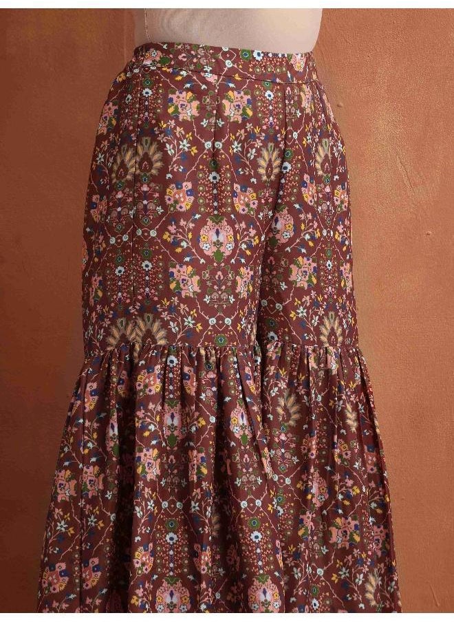 Brown Print Sharara Set