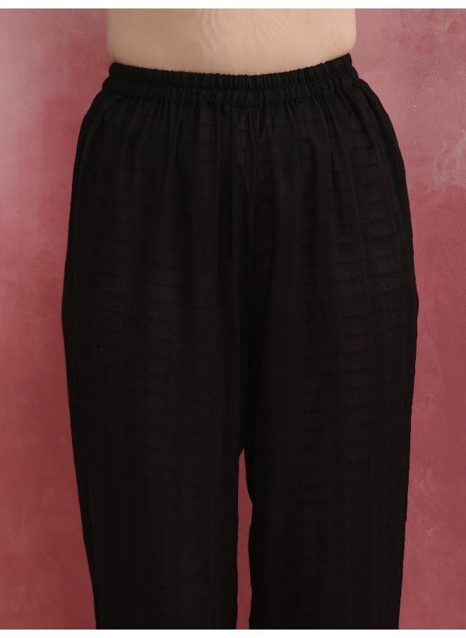 Black Cotton Dobby Kurta Co-ord set