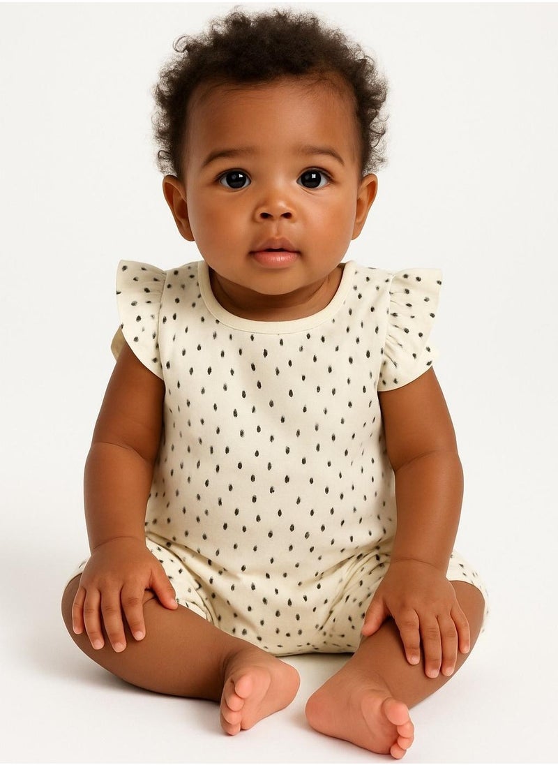 4-Pack Baby Rompers with Ruffle Sleeves