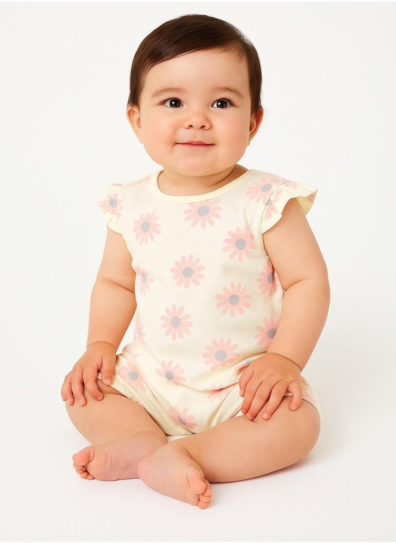 Baby 2 Pack Frill Sleeve Rompers