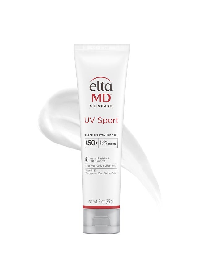 EltaMD UV Sport Sunscreen Lotion SPF 50 Face and Body Sunscreen SPF 50 Water Sweat Resistant Zinc Oxide Formula for Active Lifestyles 3 oz