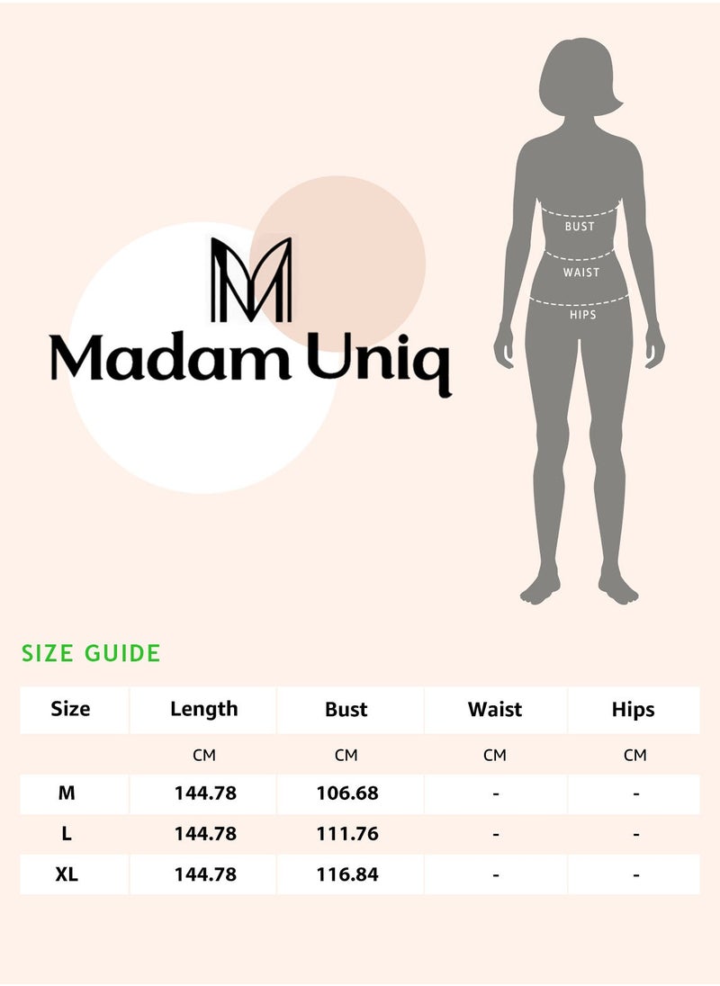 Women's Long Abaya Dress with Beaded Embroidery and Arabic Design