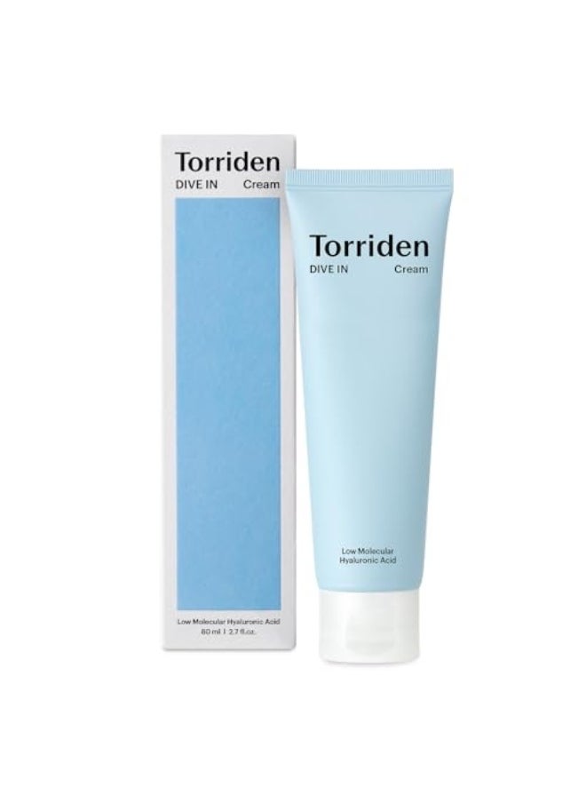 Torriden DIVE IN Cream 80ml 271 fl oz  Facial Moisturizer for Sensitive Oily Skin  Lightweight and Moistrul Creamy Texture  Hyaluronic Acid Cream Allantoin