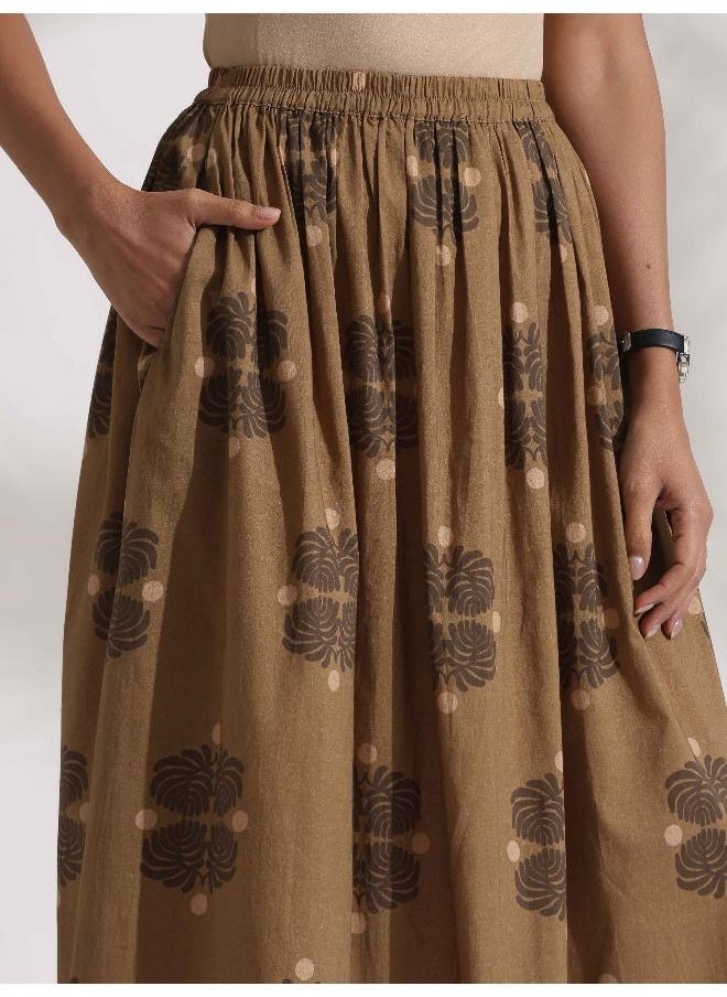 trueBrowns Beige Cotton Skirt Co-ord Set