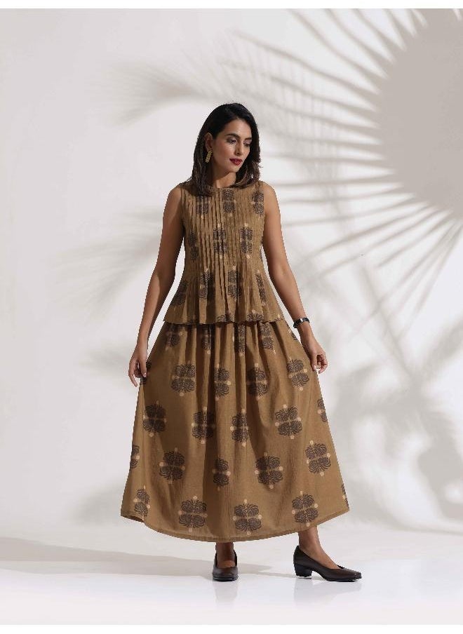 trueBrowns Beige Cotton Skirt Co-ord Set