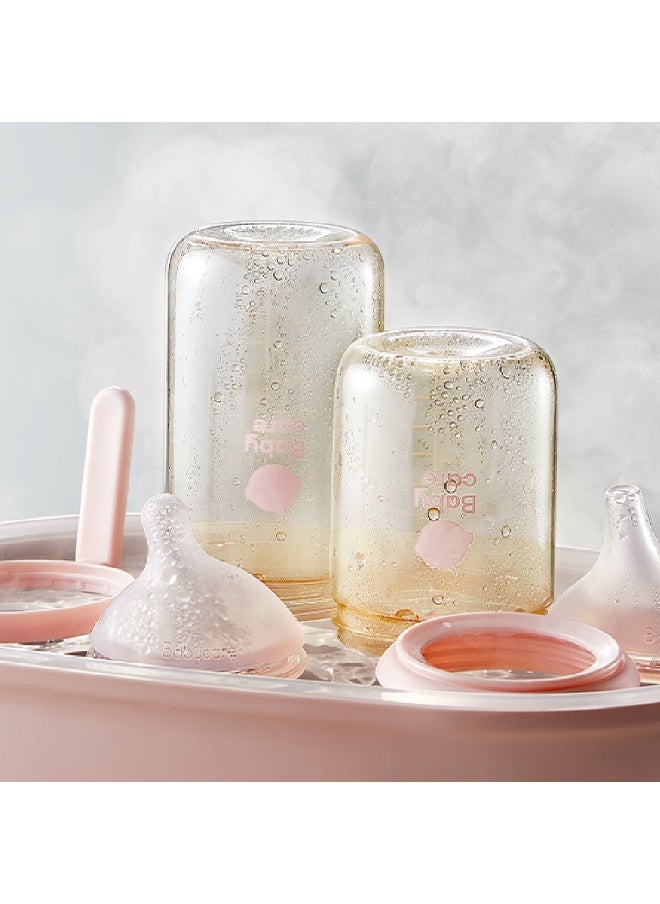 Babycare - Nopayon Pro Anti-Colic Feeding Bottle with Handles – Pink – 240ml for Babies 6 Months+ – BPA-Free, BPI Certified, Easy-Grip Handles, Soft Silicone Nipple, Wide Neck, Leak-Proof, Ergonomic Design, Easy to Clean, Baby Milk Bottle, Heat-Resistant, Safe Material, Breastfed Baby Friendly, Transition Bottle