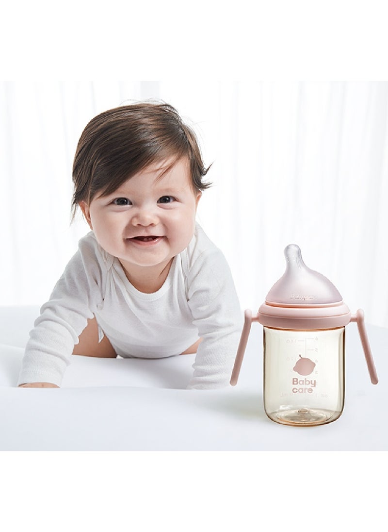 Babycare - Nopayon Pro Anti-Colic Feeding Bottle with Handles – Pink – 240ml for Babies 6 Months+ – BPA-Free, BPI Certified, Easy-Grip Handles, Soft Silicone Nipple, Wide Neck, Leak-Proof, Ergonomic Design, Easy to Clean, Baby Milk Bottle, Heat-Resistant, Safe Material, Breastfed Baby Friendly, Transition Bottle