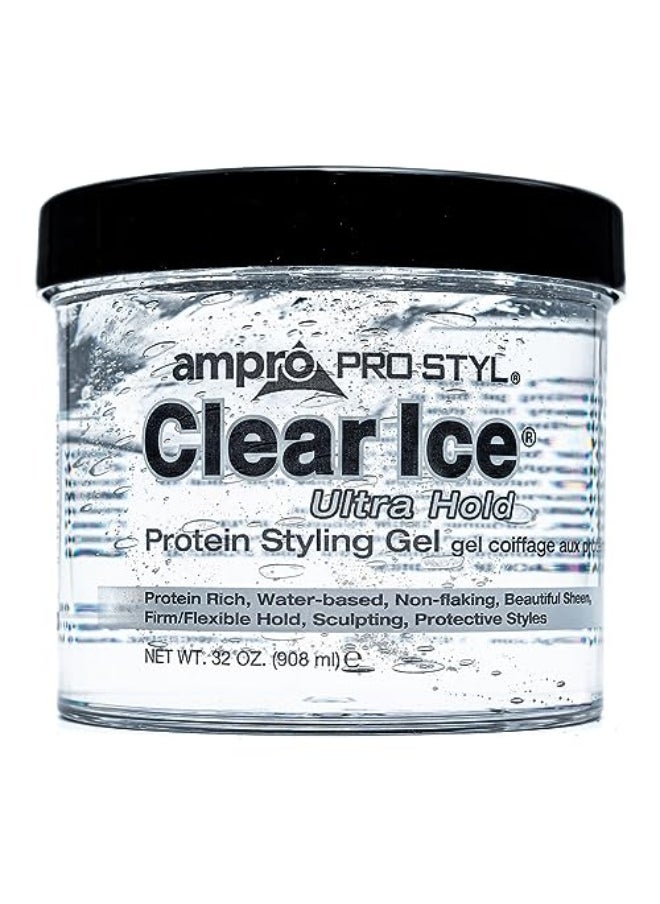 Ampro Pro Styl Clear Ice Styling Gel Protects and Strengthens Your Strands NonFlaking Alcohol Free Vegan Formula Flexible Touchable Hold for All Hair Types 32 oz