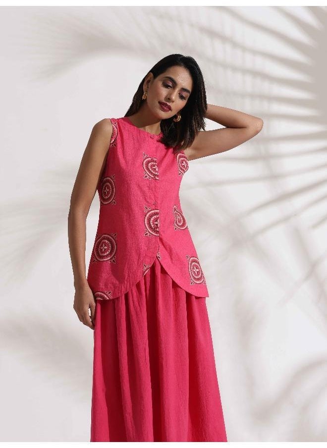 trueBrowns Pink Cotton Skirt Co-ord Set