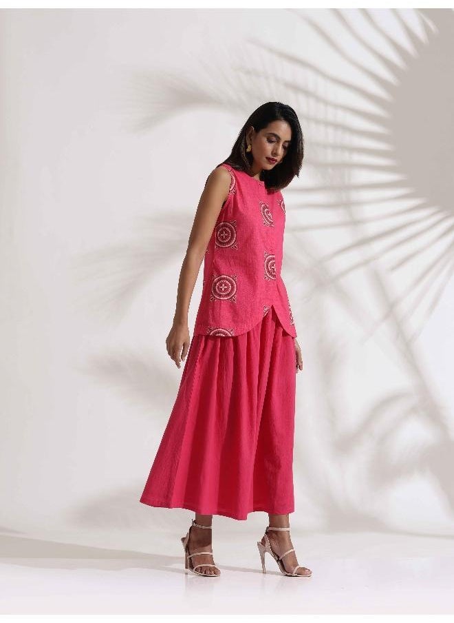 trueBrowns Pink Cotton Skirt Co-ord Set