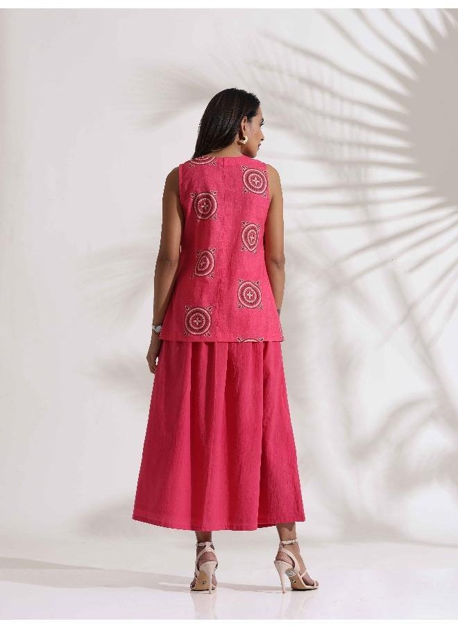 trueBrowns Pink Cotton Skirt Co-ord Set