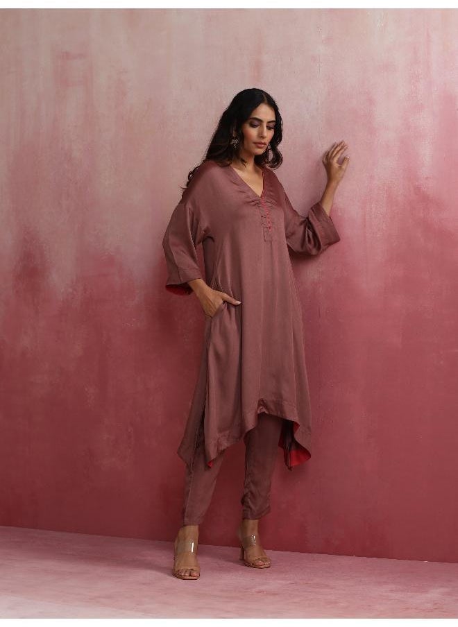 Brown Modal High low Kurta Set