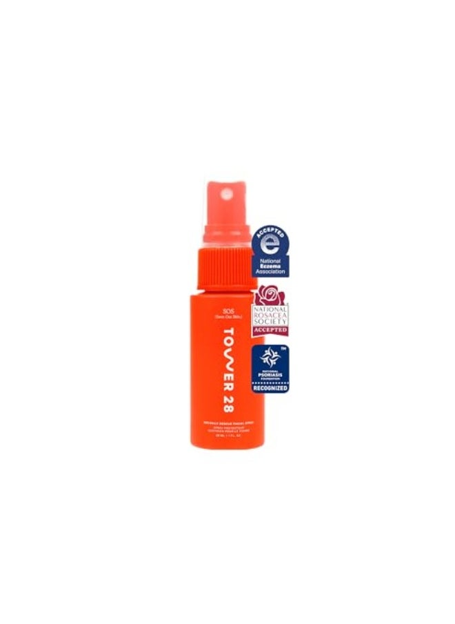Tower 28 SOS Daily Rescue Facial Spray for Sensitive Skin Hypochlorous Acid Spray Helps Reduce Redness and Breakouts Travel Size Toner for Face 1 FL Oz