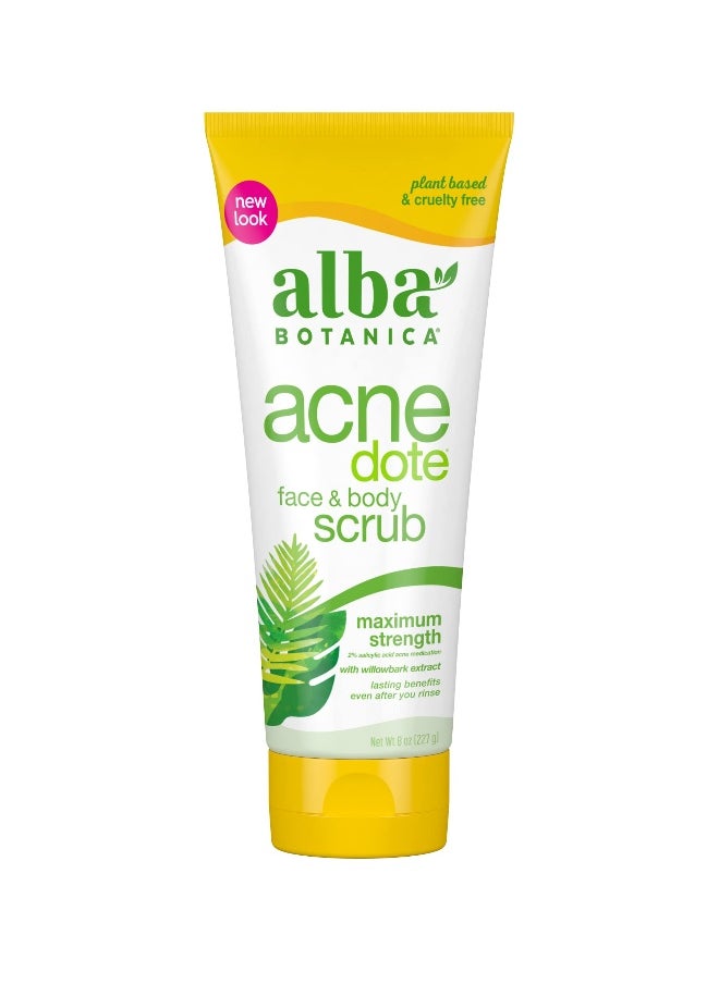 Alba Botanica Acnedote Maximum Strength Face Body Scrub 8 Oz
