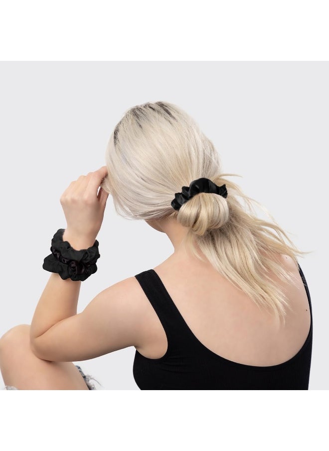 Kitsch Satin Scrunchies for Women No Crease Hair Ties Soft Satin Hair Scrunchies for Girls Frizz Free Gentle Stylish Hair Accessories Ideal Gifts for Women Black 5 pcs