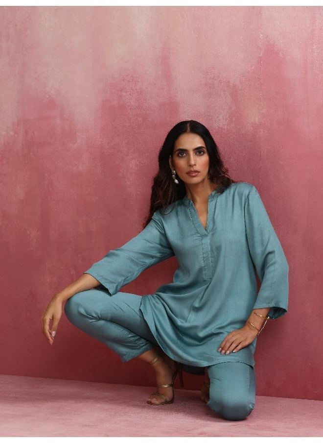 Light Blue Modal Straight Kurta Co-ord Set