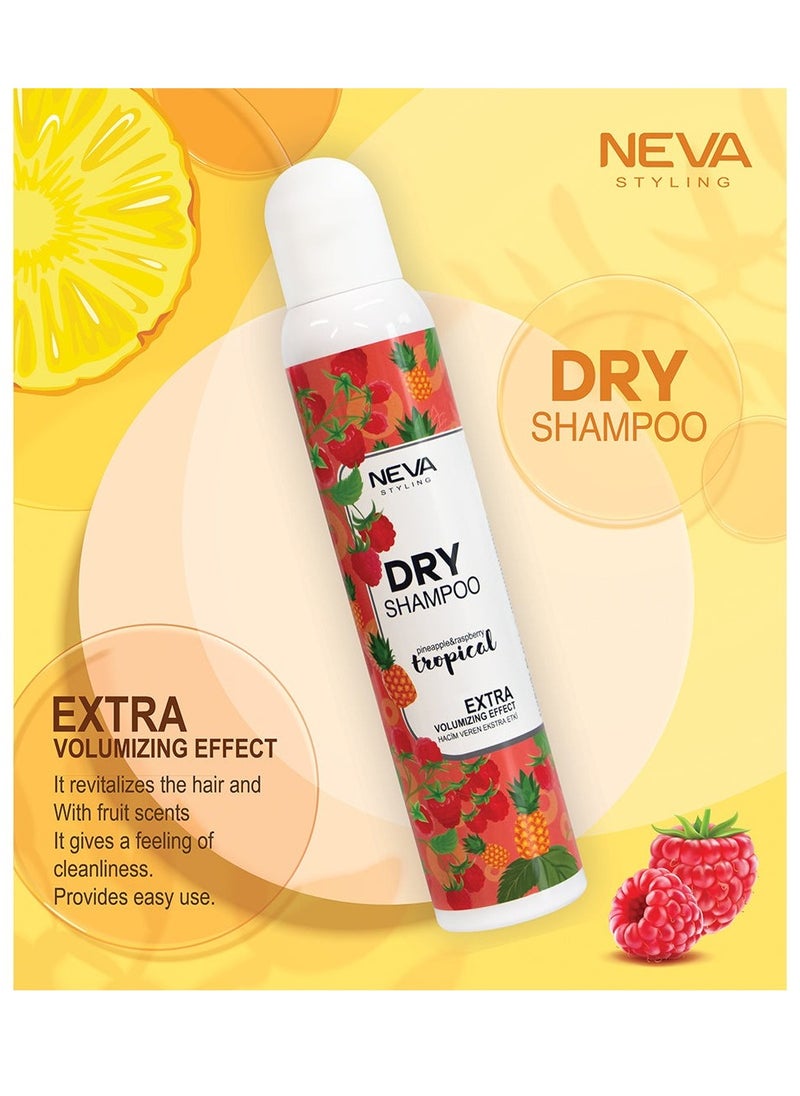 Neva Organic Vegan Dry Shampoo – Invisible Touch Volumizing & Oil-Absorbing – Tropical Pineapple & Raspberry, 200ml