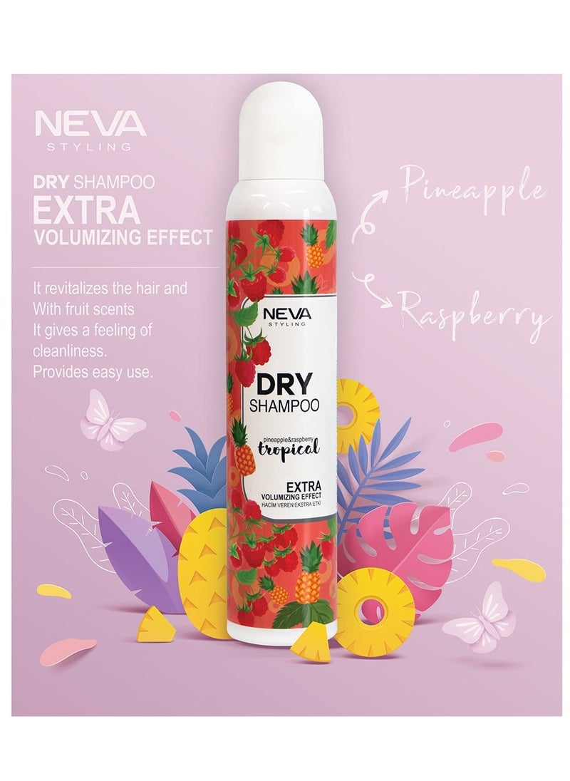 Neva Organic Vegan Dry Shampoo – Invisible Touch Volumizing & Oil-Absorbing – Tropical Pineapple & Raspberry, 200ml