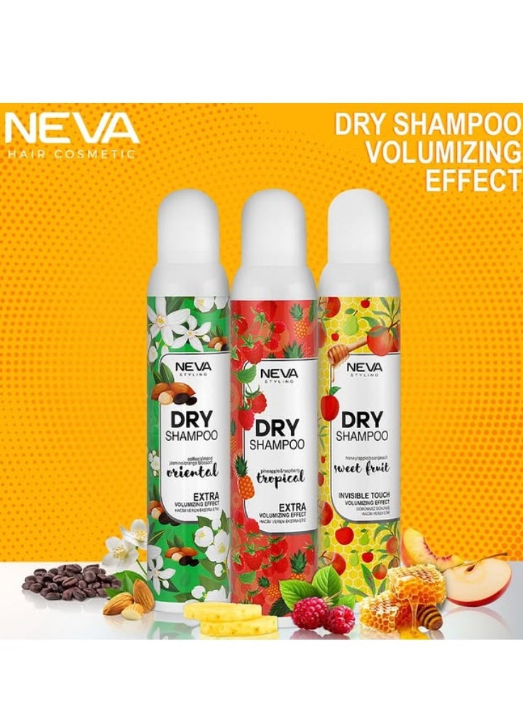 Neva Organic Vegan Dry Shampoo – Invisible Touch Volumizing & Oil-Absorbing – Sweet Fruit Honey, Apple, Pear & Peach, 200ml
