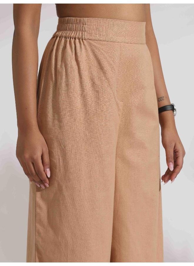 trueBrowns Beige Cotton Embroidered Shirt Top Co-ord Set