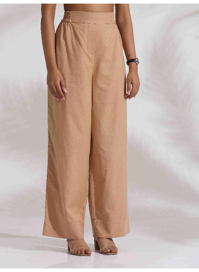 trueBrowns Beige Cotton Embroidered Shirt Top Co-ord Set