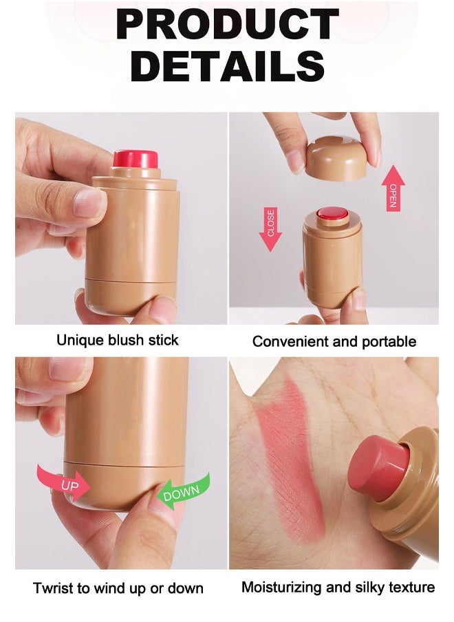 Pocket Blush, Long Lasting Smooth Lipstick Blush Stick, Matte Highly Chroma Blusher Paste, Waterproof Blusher Cream - #01