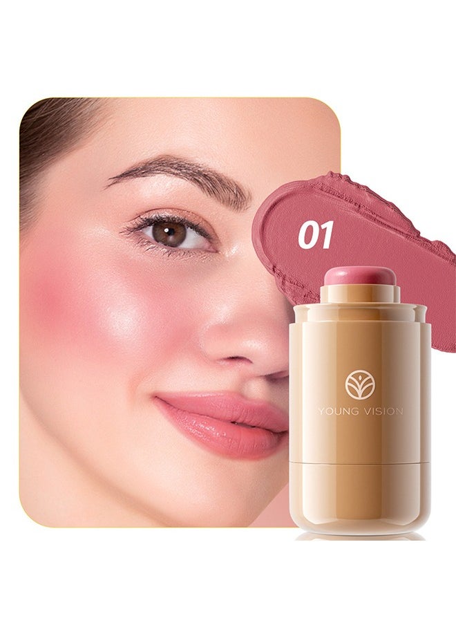 Pocket Blush, Long Lasting Smooth Lipstick Blush Stick, Matte Highly Chroma Blusher Paste, Waterproof Blusher Cream - #01