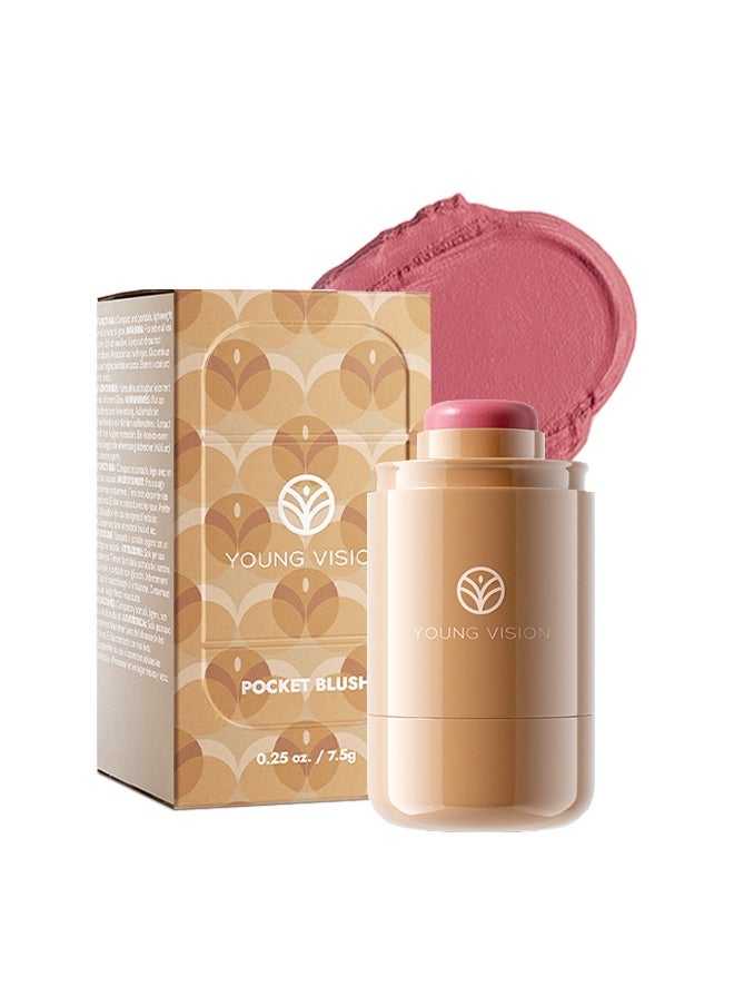 Pocket Blush, Long Lasting Smooth Lipstick Blush Stick, Matte Highly Chroma Blusher Paste, Waterproof Blusher Cream - #01