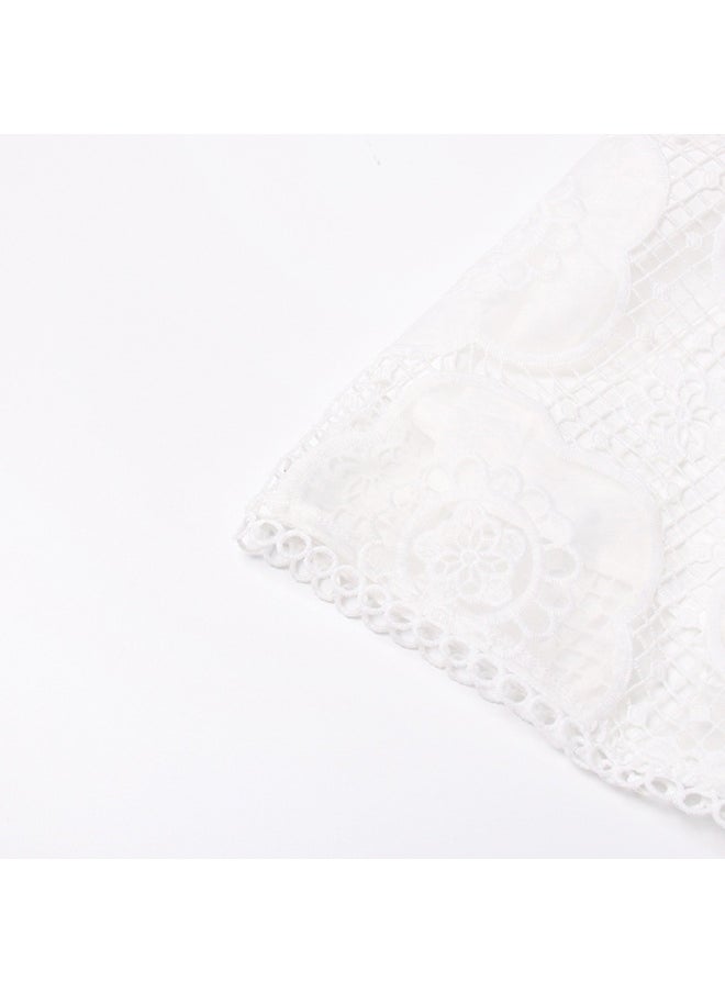 French Vintage Court Style Lace Embroidered A-Line Dress for Women - Flattering Waist-Defined Short Skirt