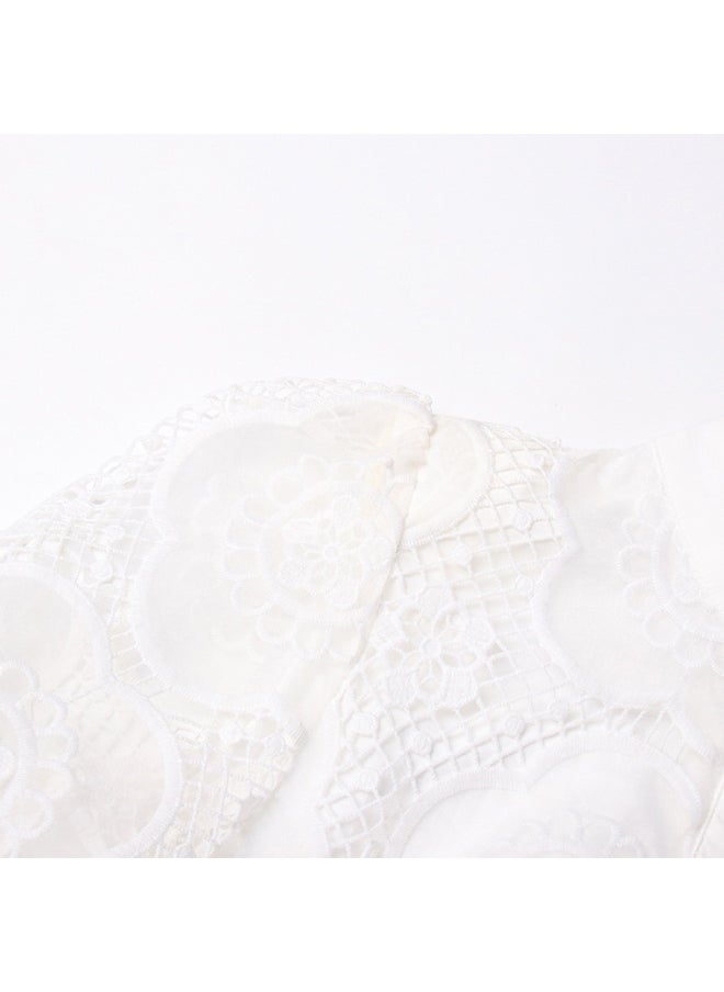 French Vintage Court Style Lace Embroidered A-Line Dress for Women - Flattering Waist-Defined Short Skirt