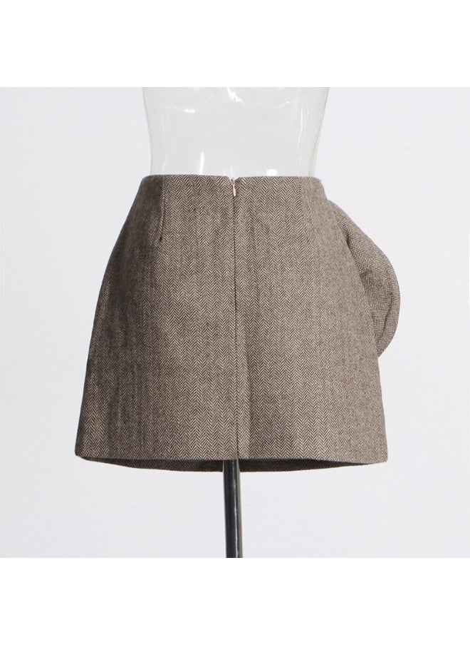 French Elegant Artistic A-Line Skirt with 3D Floral Design - Unique Women’s Midi Skirt