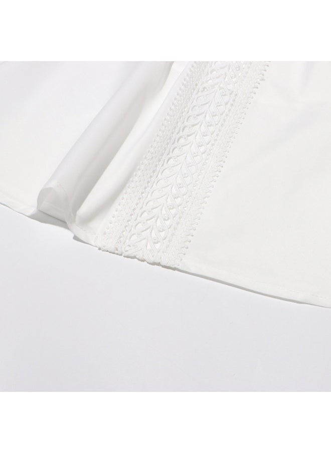 Elegant White Lace - Embroidered Gown, Sleeveless & Hollow - Out Details, Runway - Style Dress