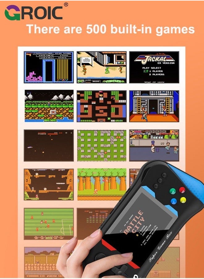 Black Handheld Game Console, 3.5 Inch Screen, Mini Games Console with 500 Classical Portable Video Consoles, Gaming Support for Connecting TV & Two Players