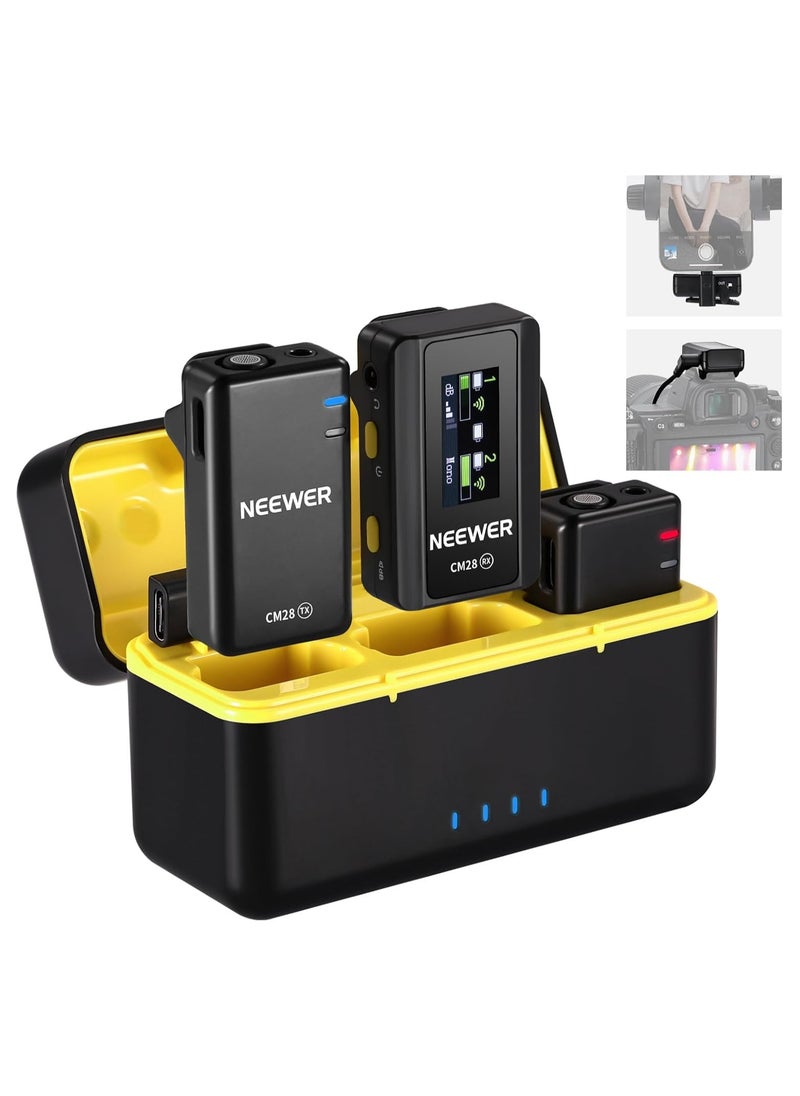 NEEWER CM28 Wireless Lavalier Lapel Microphone with Charging Case
