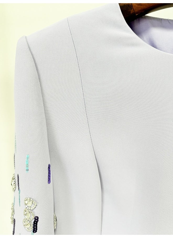New Fashionable Mid-Length Dress with Beading and Rhinestone Embellishments