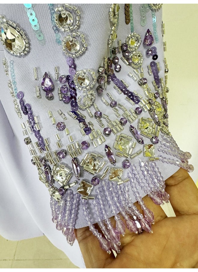 New Fashionable Mid-Length Dress with Beading and Rhinestone Embellishments