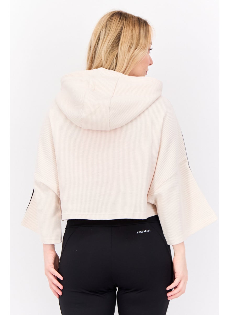 Women Sportswear Fit Outdoors Cropped Hooded Sweatshirts, Off White
