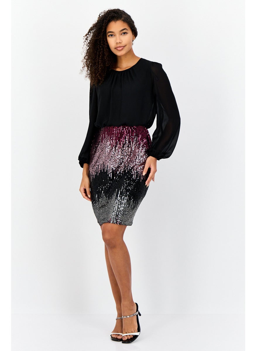 Women Sequins Mini  Party Dress, Multicolour
