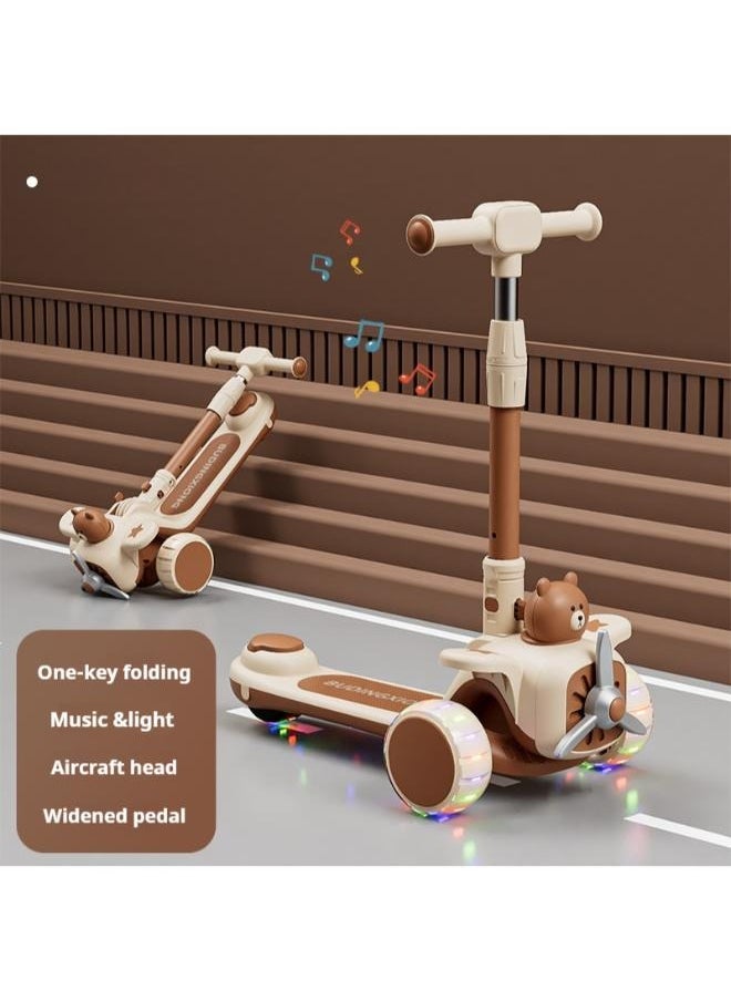 Children's Scooter, Folding Kids Kick Scooter, Three Wheel Scooter With Light Up LED Wheels For Toddlers Girls & Boys, 3 Adjustable Height , Lean To Steer, Extra-wide Deck, For Boys Girls  3-14 Years Old