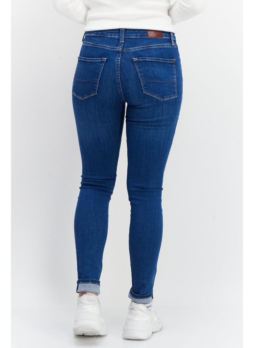 Women Skinny Fit Plain Non-Stretchable Jeans, Blue