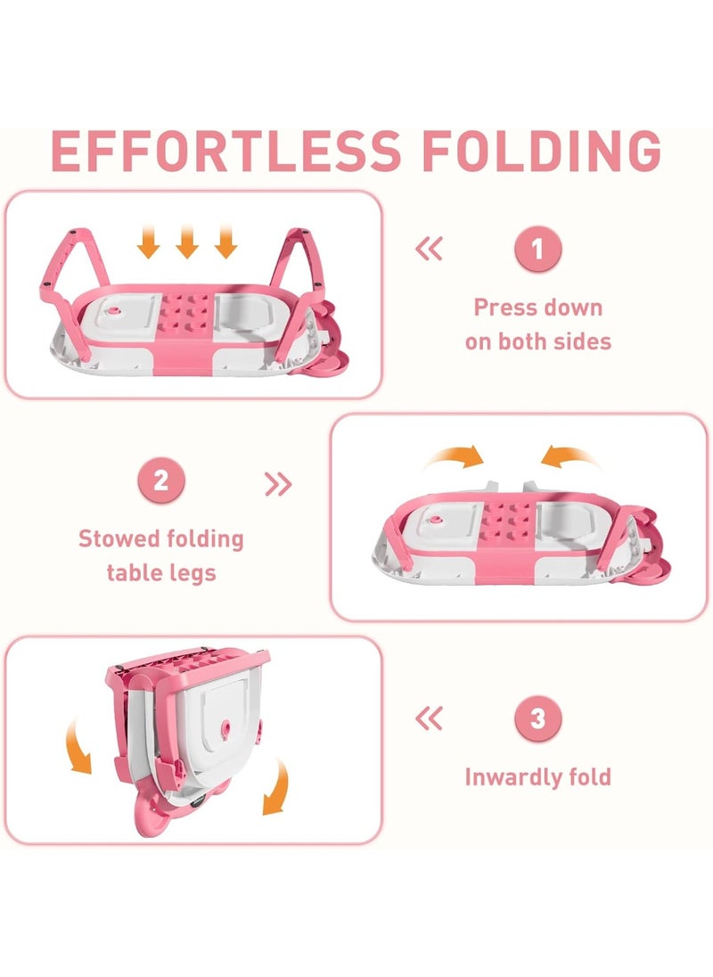 Baby Bath Tub Foldable Baby Bathtub With Temperature Sensing  with Bathmat Cushion Bathtub Baby Tube