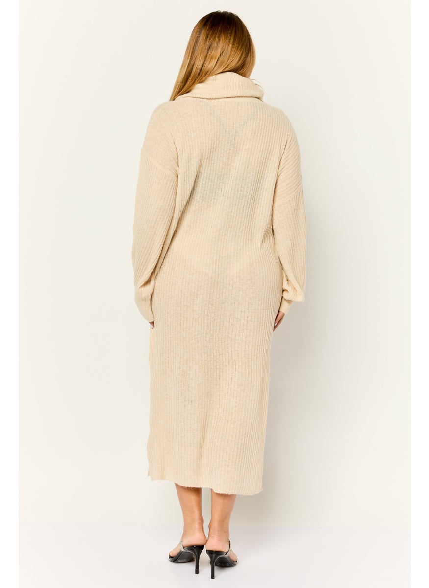 Women Knitted Sweater Dress, Cream