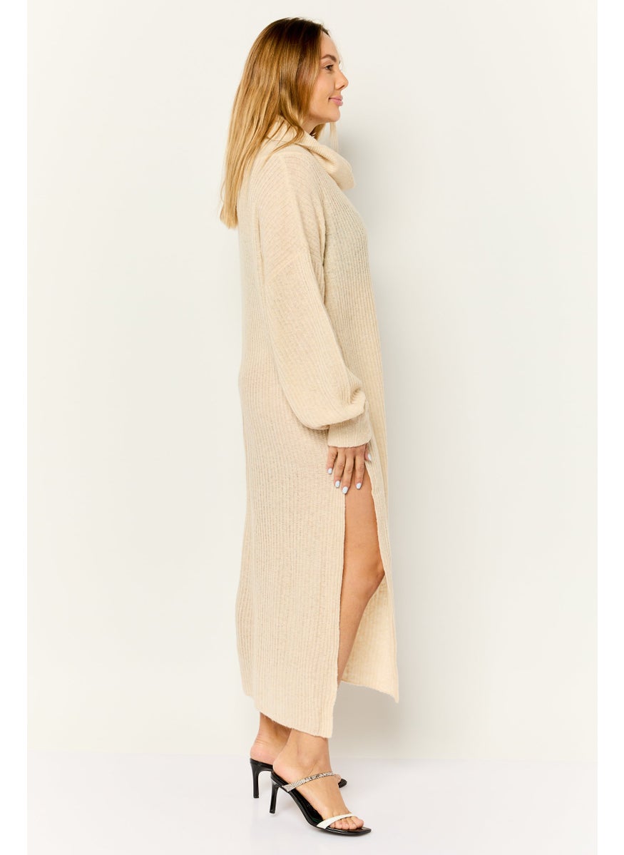 Women Knitted Sweater Dress, Cream