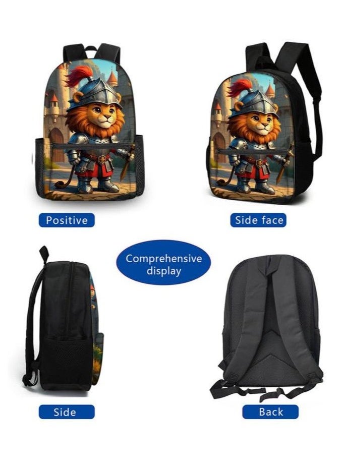 Cartoon three-piece schoolbag with zipper - 1396