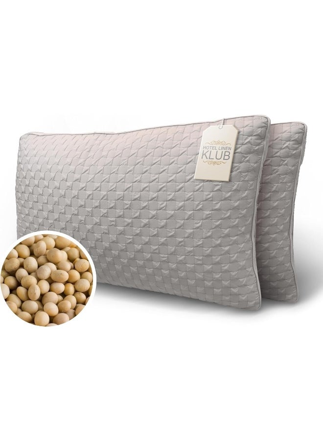 Hotel Linen Klub Pack of 2 Soy Bean Pillow – Premium Quality Cooling Touch Bed Pillow