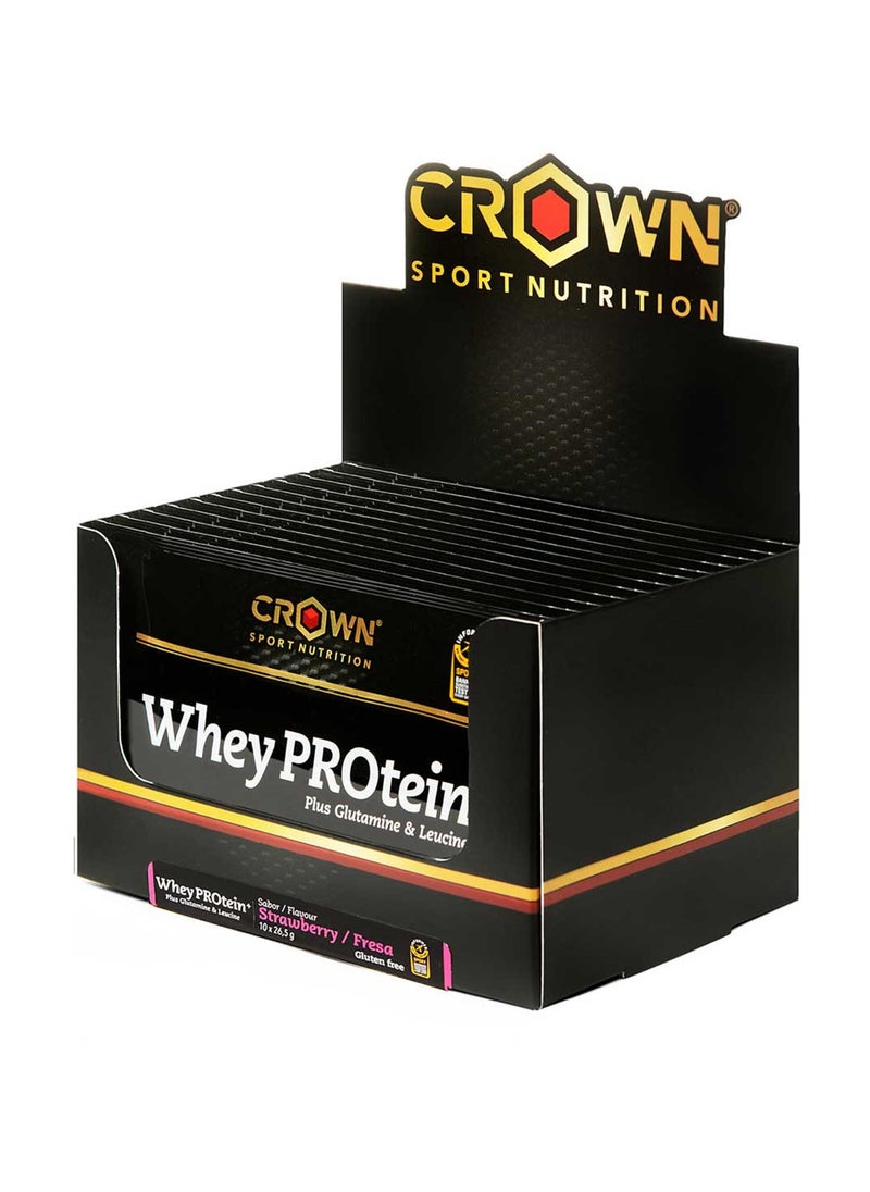 Crown Sport Nutrition - Whey Protein Plus - Strawberry Flavor, (10 x 26.5 grams)