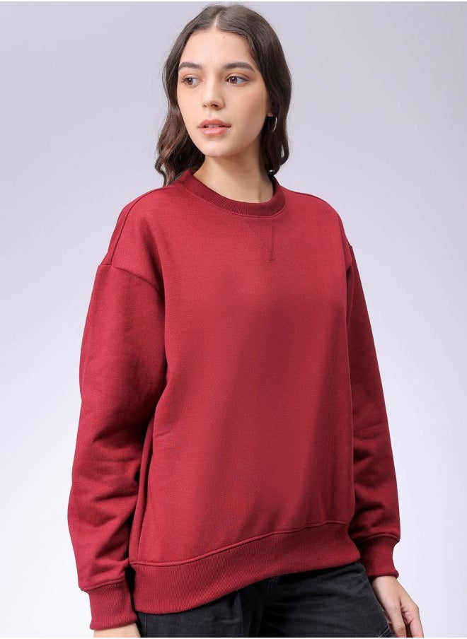 Women Boxy Fit Solid Oversized Sweatshirt