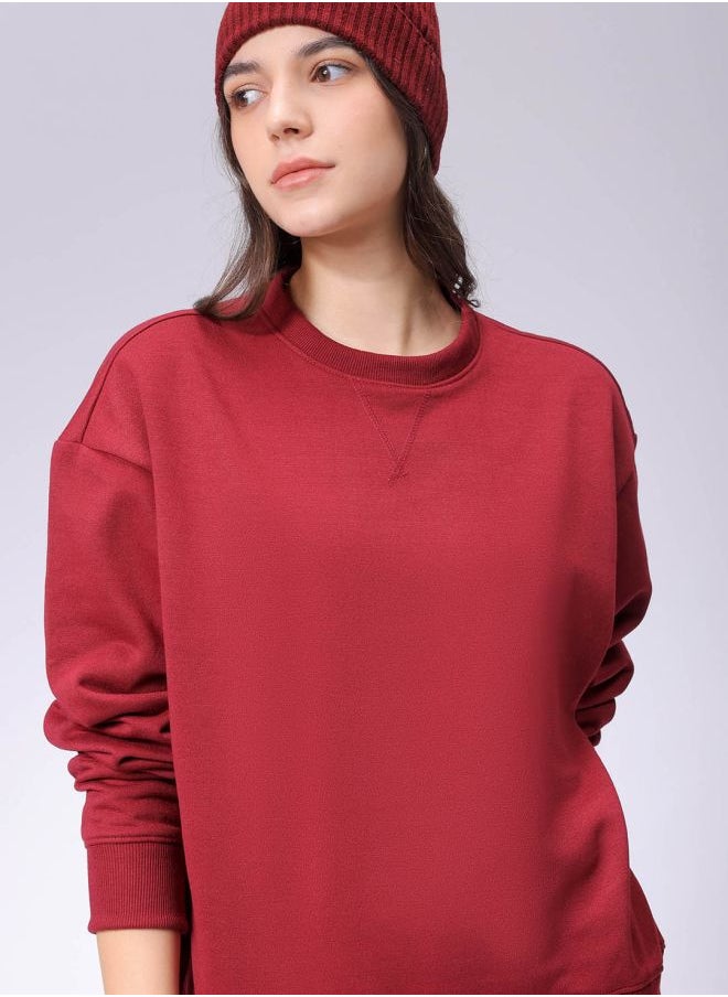 Women Boxy Fit Solid Oversized Sweatshirt