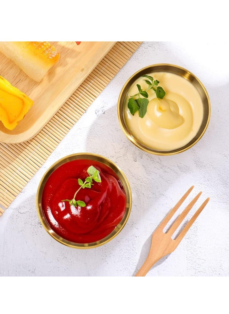 8-Pack 3.2-inch Golden Stainless Steel Mini Sauce Cups for Sushi, Desserts, Condiments，Dipping Bowl