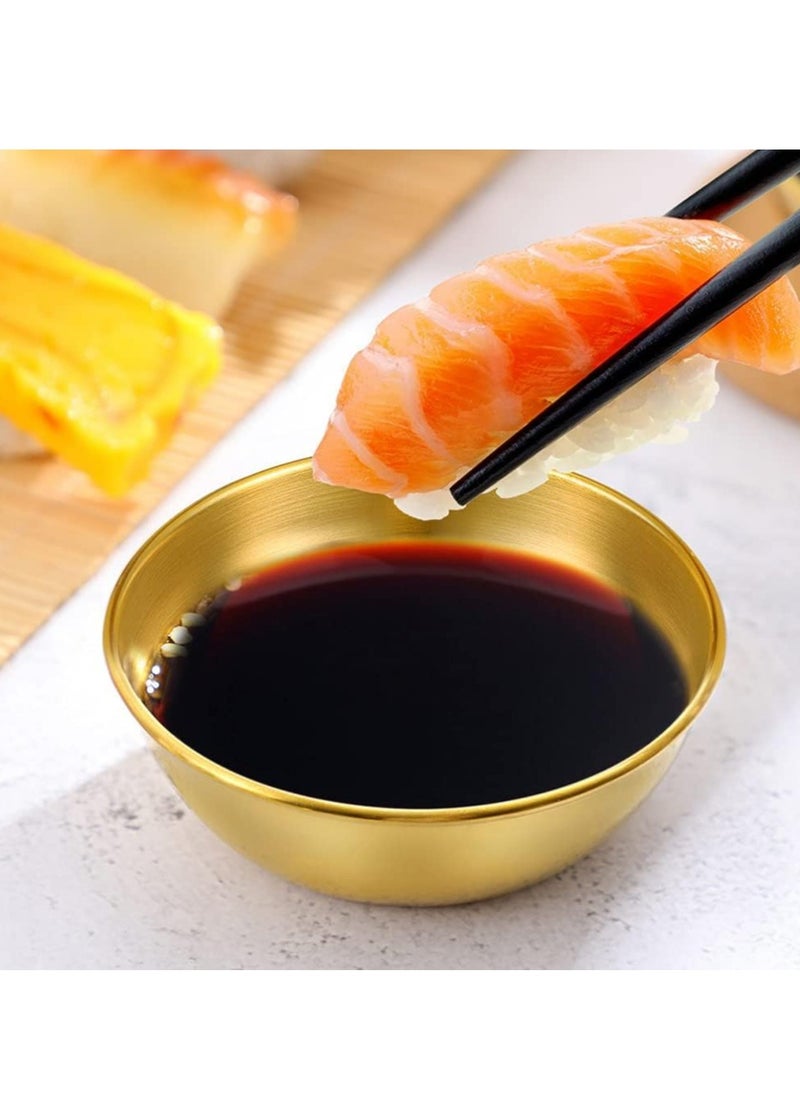 8-Pack 3.2-inch Golden Stainless Steel Mini Sauce Cups for Sushi, Desserts, Condiments，Dipping Bowl